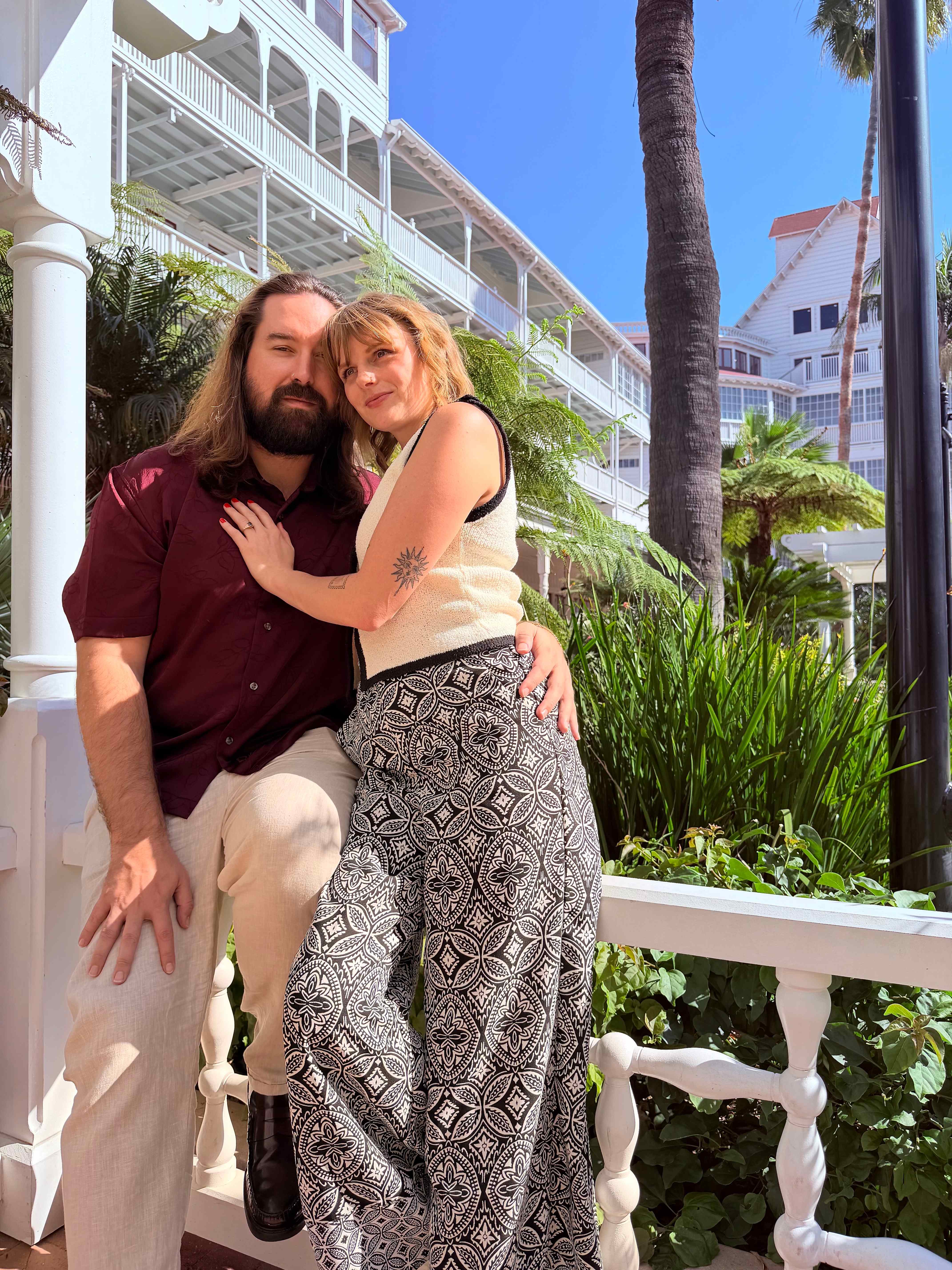 Chris and Paige at a tropical resort